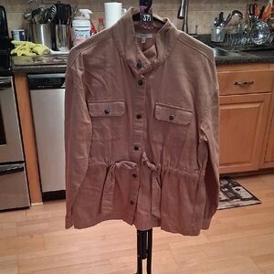 Maurices Tan Utility Jacket with Drawstring Waist